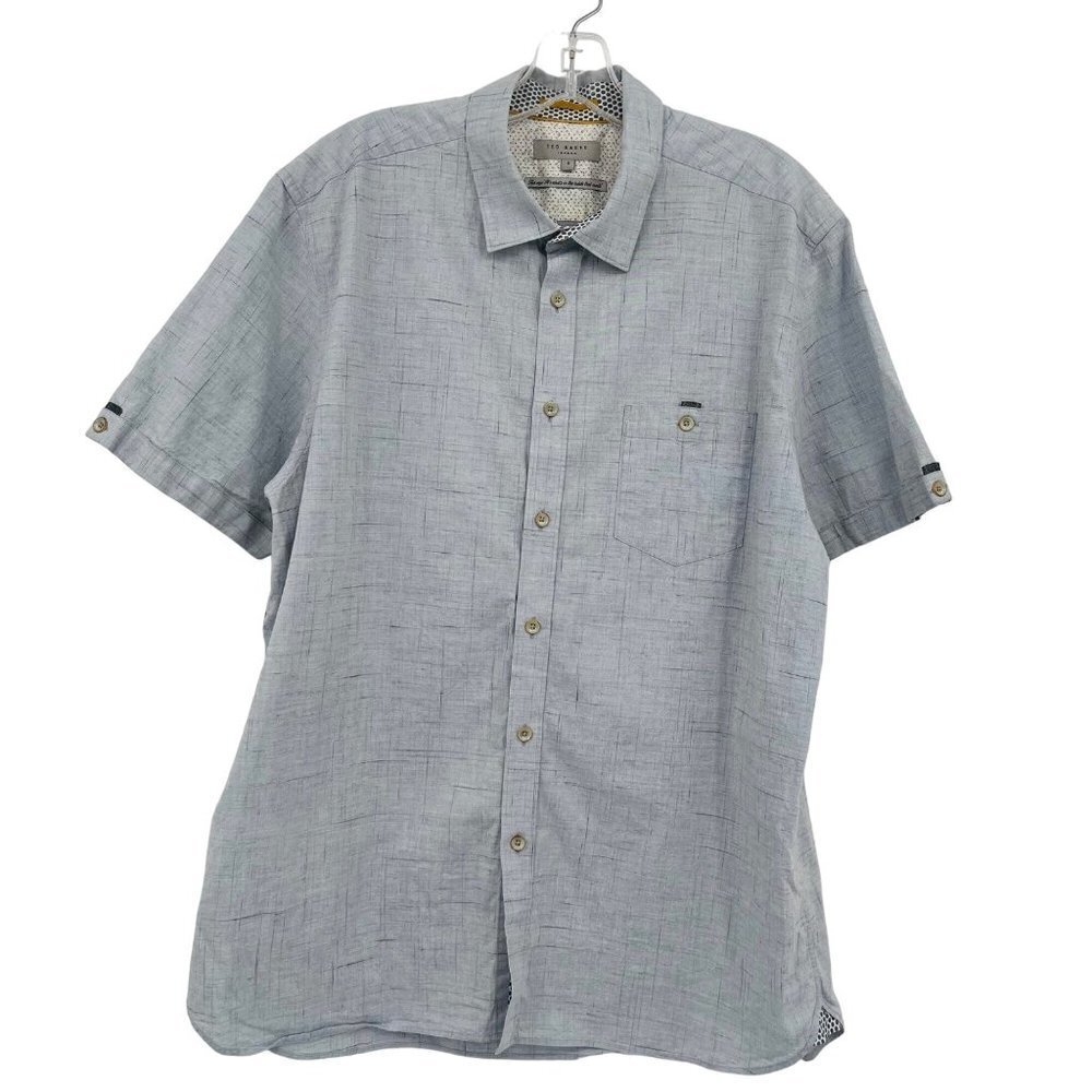 Ted Backer London Men's Cotton Button Down Short Sleeve Shirt Size 6 XL